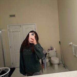 American eagle color block forest green and navy blue hoodie. Size extra small